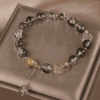 Verdant Vision Bracelet – Green Phantom Quartz & Golden Crystal Charm