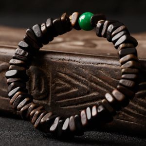 Kynam Agarwood & Emerald Jade Accent Bracelet – Elite Incense Wood Healing Energy
