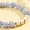 Ocean Grace Bracelet – Aquamarine & Pearl with Lucky Gourd Charm