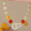 Eternal Harmony Bracelet – Hetian Jade & Red Agate Fortune Link