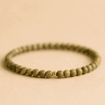 Green Sandalwood Bead Ring with Golden Accent – Women’s Natural Balance