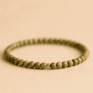 Green Sandalwood Bead Ring with Golden Accent – Women’s Natural Balance
