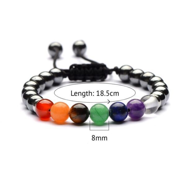 7ChakraHematiteBracelet2 7 Chakra Hematite Bracelet - Promote Wellness - Buddha & Karma