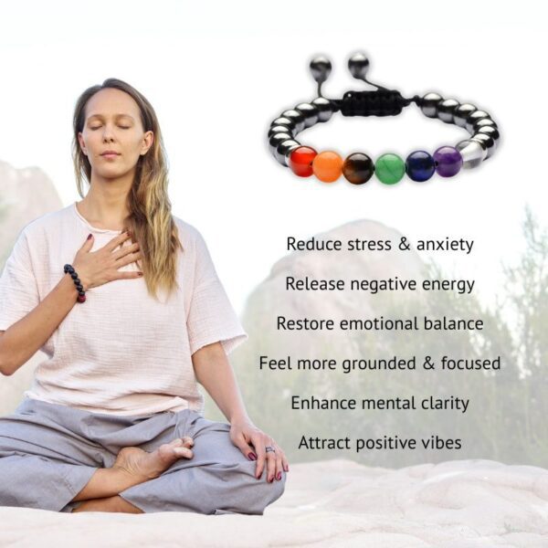 7ChakraHematiteBracelet4 7 Chakra Hematite Bracelet - Promote Wellness - Buddha & Karma