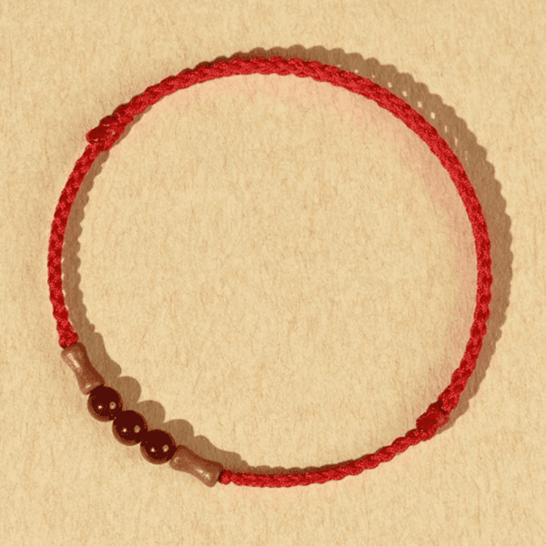 Cinnabar Peachwood Bamboo Red String Bracelet – Minimal Talisman (3 Colors)