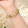 Jade Bloom Bracelet – Green Jade with Gold Floral & “Fu” Charm