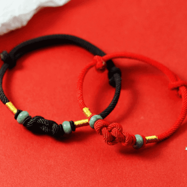 Harmony Knot Bracelet – Jade Beads & Red Cord Protection Charm