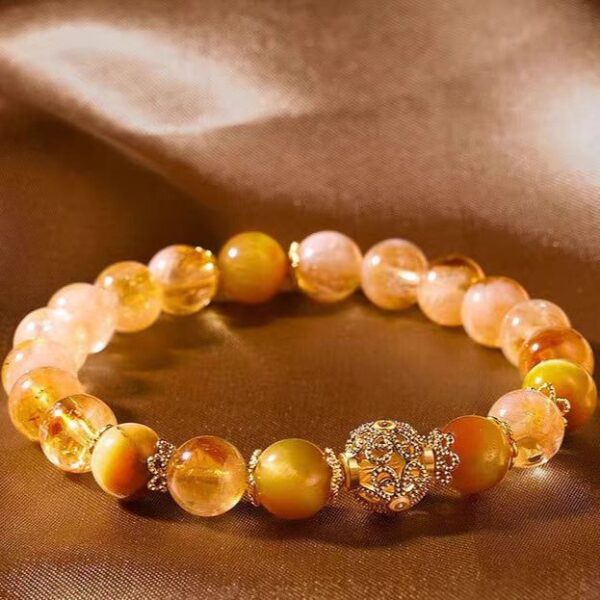 Citrine Crystal Bracelet – Prosperity & Confidence (Gold-Tone Filigree)