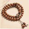 Double-Wrap Wooden Mala Bracelet with Carved Guru Bead – Protection & Balance