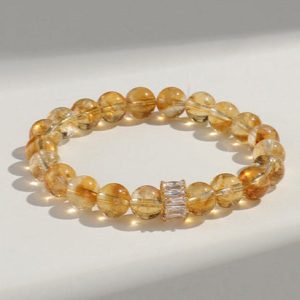 Golden Citrine Bracelet with Crystal-Set Accent Bead – Prosperity & Radiance