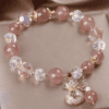 Fortune Bloom Bracelet – Strawberry Quartz & Lucky Money Bag Charm