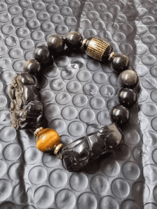 Natural Gold Obsidian Double Pixiu Bracelet photo review