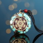 Archangel Metatron Orgonite Pendant - Turquoise Necklace - Buddha & Karma