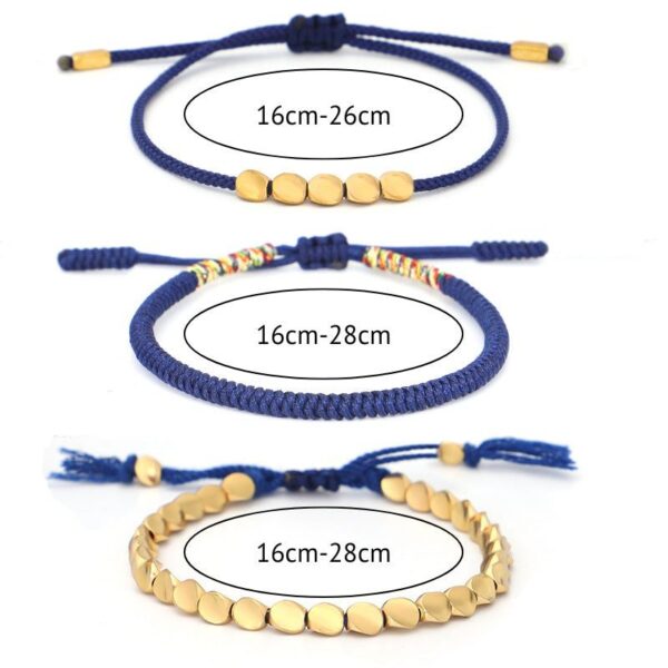 Blue Copper Beads Bracelet Set - Buddha & Karma