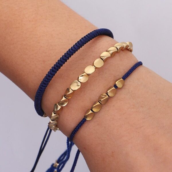 Blue Copper Beads Bracelet Set - Buddha & Karma