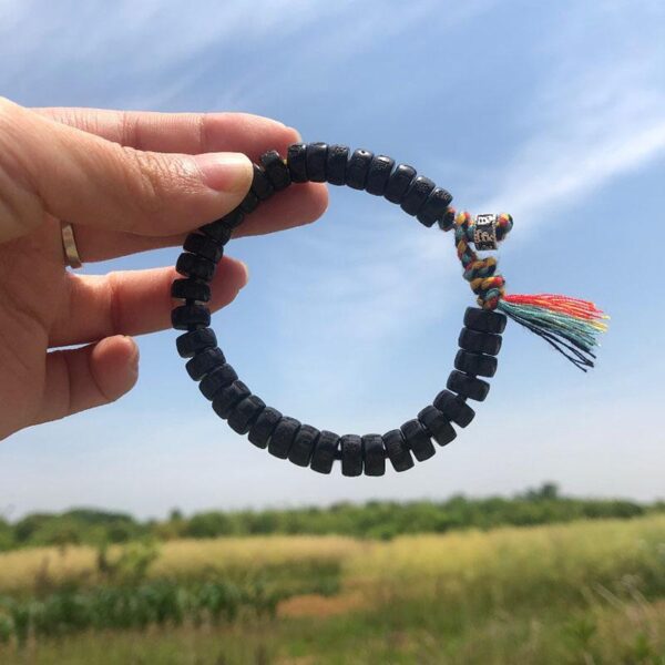 Coconut Shell Beads Bracelet with Engraved Mantra - Buddha & Karma