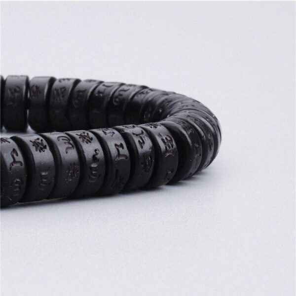 Coconut Shell Beads Bracelet with Engraved Mantra - Buddha & Karma