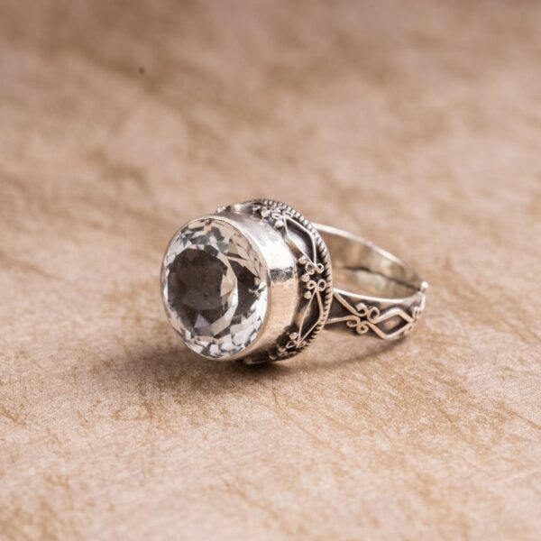 White Crystal 925 Sterling Silver Ring – Clarity & Light