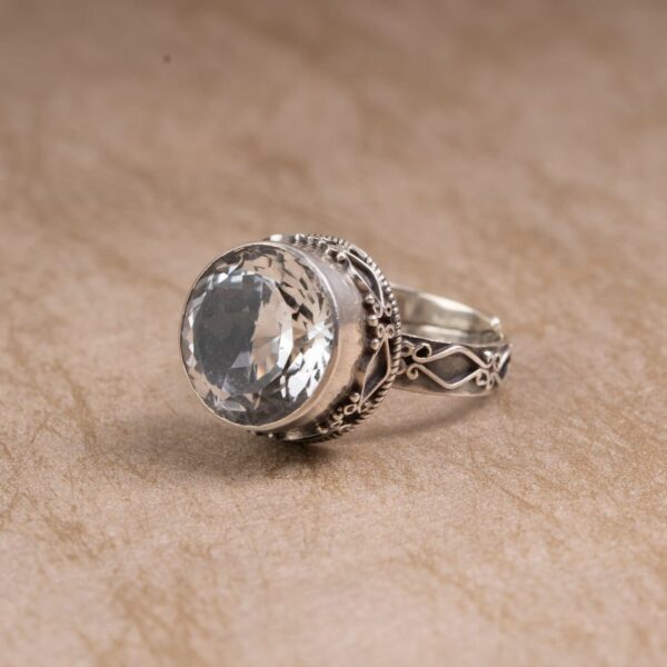White Crystal 925 Sterling Silver Ring – Clarity & Light