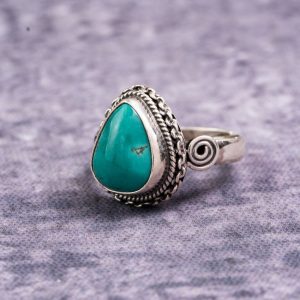 Turquoise Teardrop 925 Sterling Silver Ring – Protection & Calm