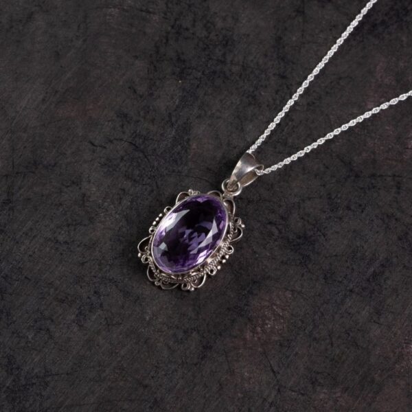 Royal Amethyst Silver Filigree Pendant – Clarity & Calm