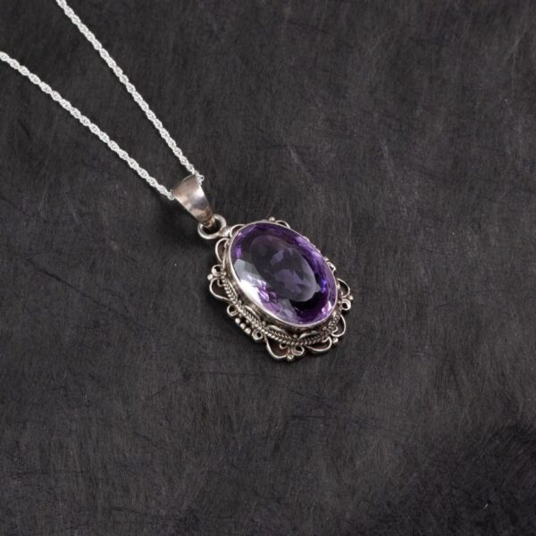 Royal Amethyst Silver Filigree Pendant – Clarity & Calm