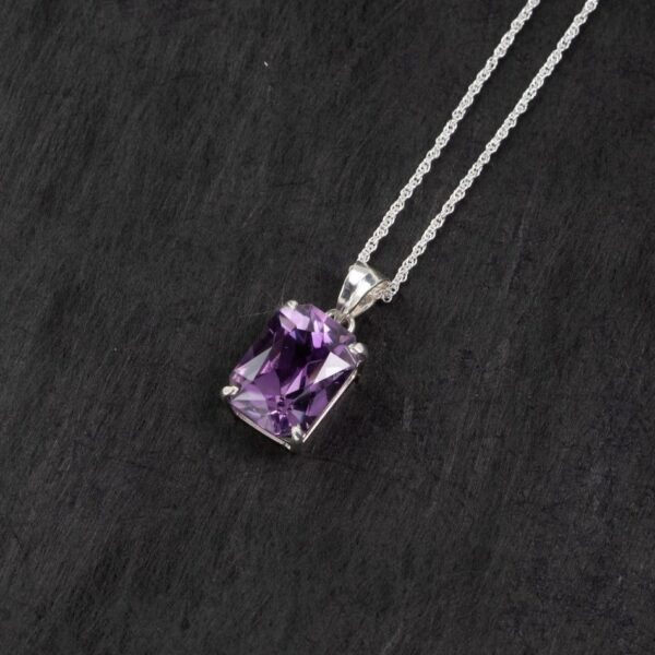 Amethyst Rectangular Silver Pendant – Clarity & Poise