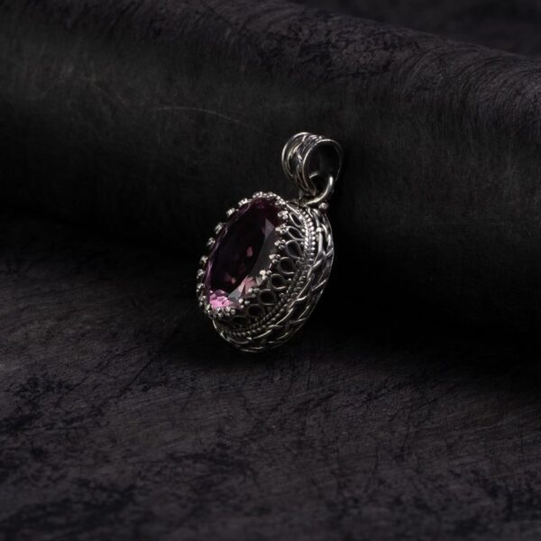 Pink Topaz Woven Halo Silver Pendant – Love & Harmony