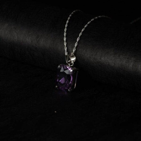 Amethyst Rectangular Silver Pendant – Clarity & Poise