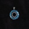 Blue Topaz Halo Circle Silver Pendant – Clarity & Expression