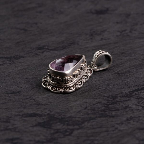 Amethyst Teardrop Filigree Silver Pendant – Clarity & Calm
