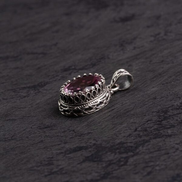 Pink Topaz Woven Halo Silver Pendant – Love & Harmony