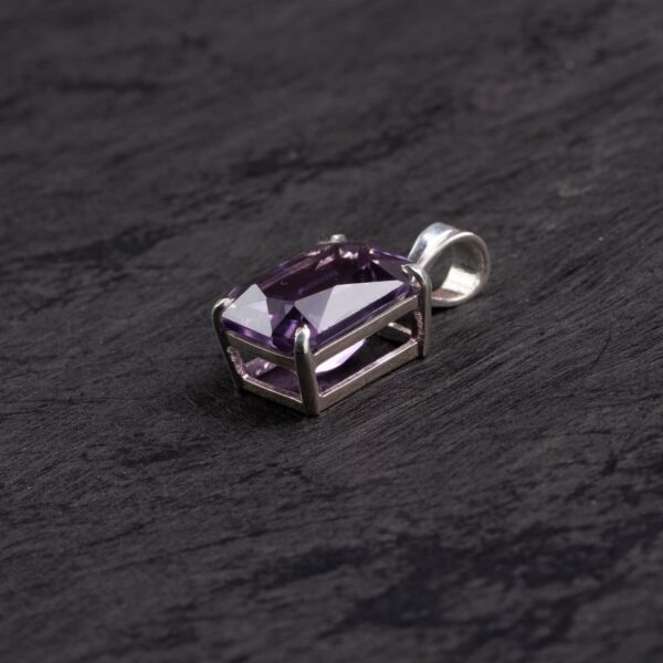 Amethyst Rectangular Silver Pendant – Clarity & Poise