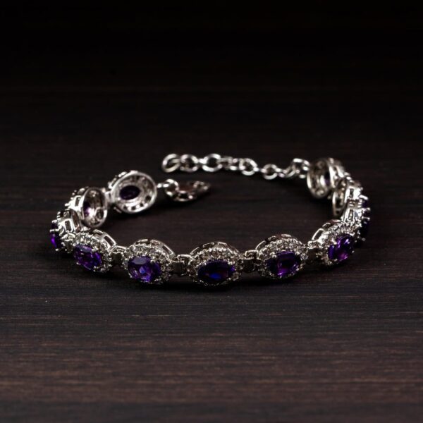 Amethyst Halo Silver Bracelet – Clarity & Calm
