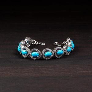 Turquoise Halo 925 Silver Bracelet – Calm & Protection