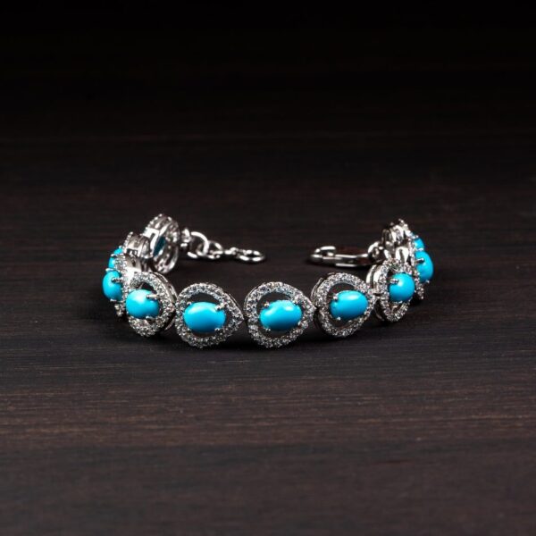 Turquoise Halo 925 Silver Bracelet – Calm & Protection