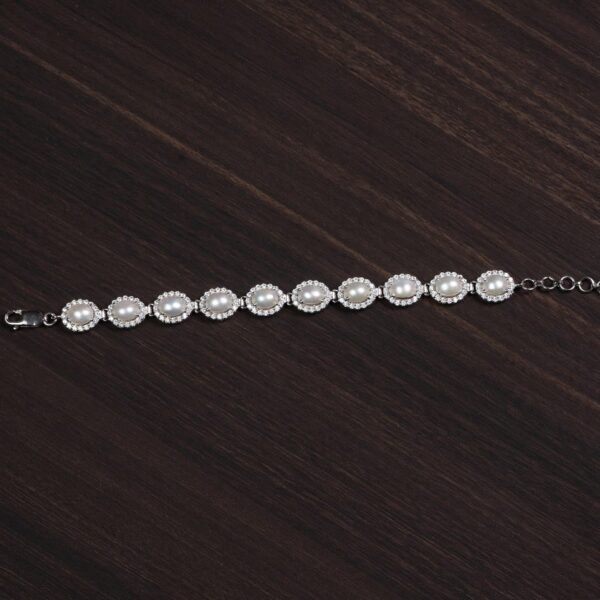 Moonlight Pearl Halo 925 Silver Bracelet – Grace & Serenity