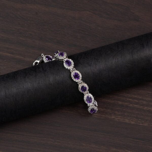 Amethyst Halo Silver Bracelet – Clarity & Calm