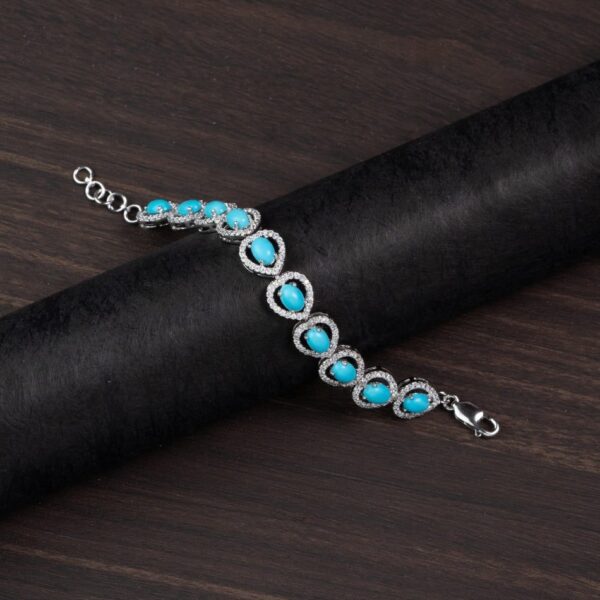 Turquoise Halo 925 Silver Bracelet – Calm & Protection