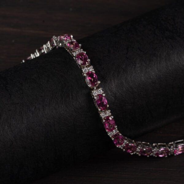 Pink Topaz 925 Silver Tennis Bracelet – Radiance & Love