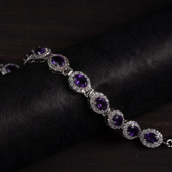 Amethyst Halo Silver Bracelet – Clarity & Calm