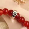Red Agate Buddhist Guardian Deities Bracelet - Zodiac Bracelet for Luck, Protection - Buddha & Karma