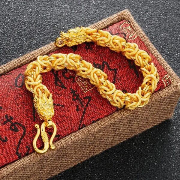 Double-Headed Golden Dragon Luck Bracelet - Buddha & Karma