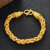 Double-Headed Golden Dragon Luck Bracelet - Buddha & Karma