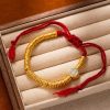 Fortune Coil Red String Bracelet – New Chinese Style, Caishen Coin Charm