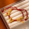 Fortune Coil Red String Bracelet – New Chinese Style, Caishen Coin Charm