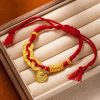 Fortune Coil Red String Bracelet – New Chinese Style, Caishen Coin Charm