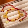 Fortune Coil Red String Bracelet – New Chinese Style, Caishen Coin Charm