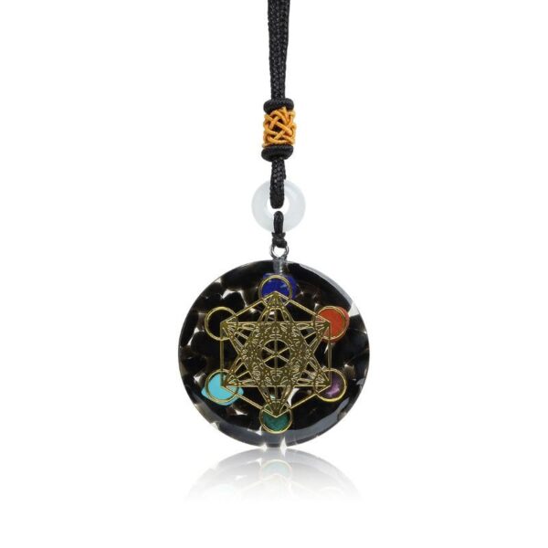 Black Tourmaline Metatron’s Cube Orgonite Protection Necklace
