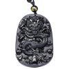 Natural Black Obsidian Dragon Protection Necklace - Buddha & Karma